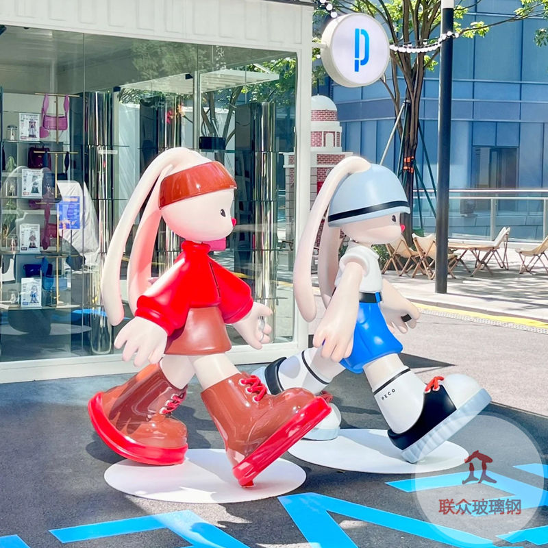 店鋪大門口商場美陳大型吉祥物公仔玩偶招財(cái)貓卡通玻璃鋼雕塑定制