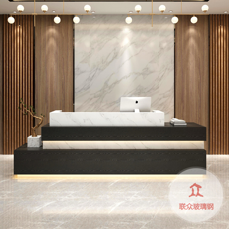 異形烤漆前臺桌柜玻璃鋼吧臺公司接待臺導醫(yī)臺收銀臺工廠支持定制