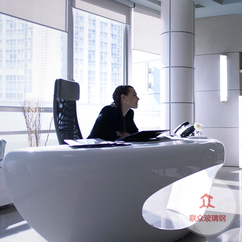 定制大型創(chuàng)意異形玻璃鋼烤漆前臺(tái)公司大堂接待臺(tái)售樓部服務(wù)臺(tái)吧臺(tái)