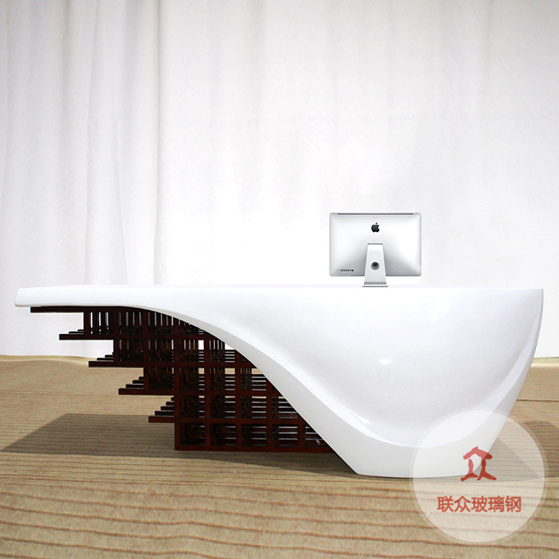 公司烤漆前臺(tái)玻璃鋼接待臺(tái)美容院簡(jiǎn)約時(shí)尚異形個(gè)性吧臺(tái)咨詢(xún)臺(tái)定制