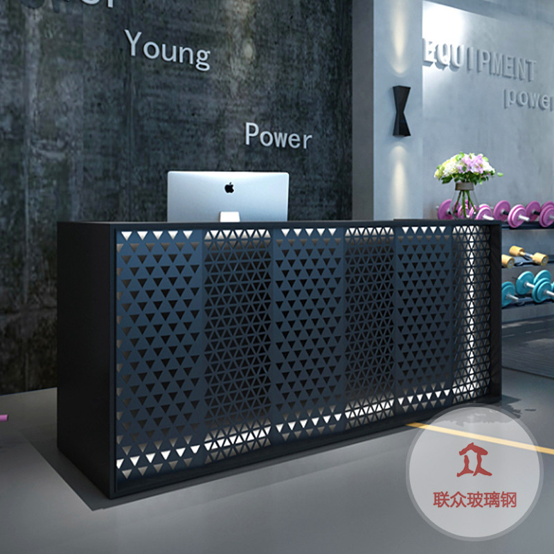 定制創(chuàng)意異形藝術(shù)玻璃鋼烤漆吧臺收銀臺大堂美容院公司前臺接待臺