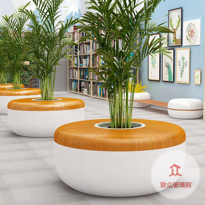 玻璃鋼樹(shù)池座椅創(chuàng)意商場(chǎng)休閑椅景觀花盆公園種植戶外園林坐凳定制