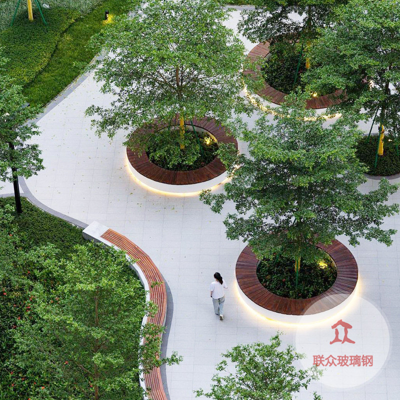 玻璃鋼座椅戶外樹(shù)池坐凳商場(chǎng)休閑長(zhǎng)條椅園林大型花池種植花壇定制