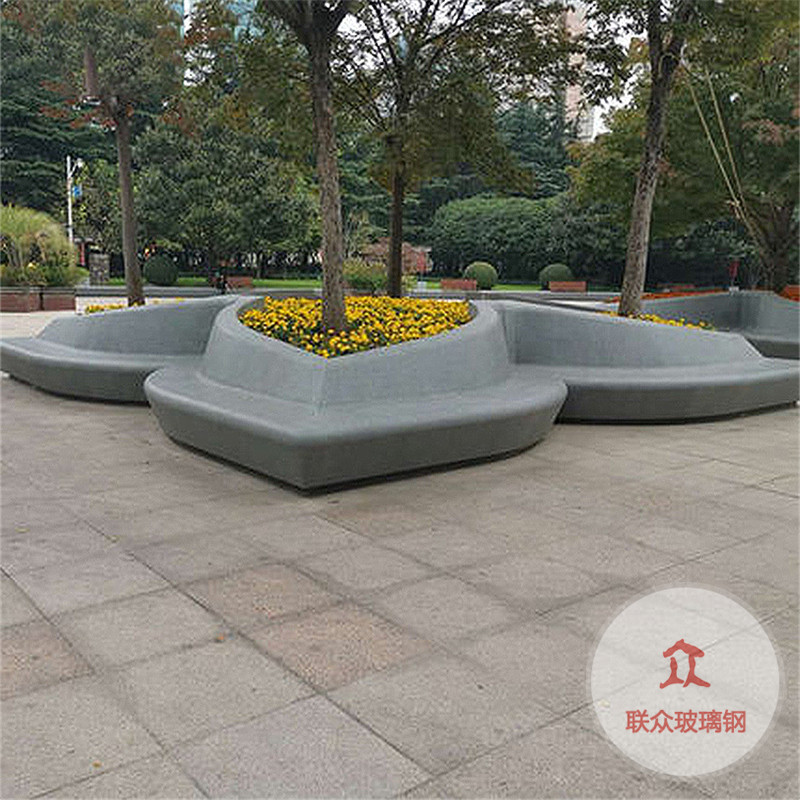 玻璃鋼公園花盆座椅園林景觀(guān)花壇商場(chǎng)公園休閑戶(hù)外異形長(zhǎng)條凳廠(chǎng)家