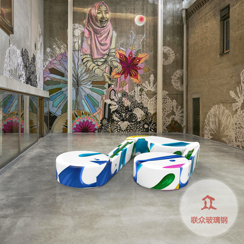 防腐實木切片座椅酒店大堂玻璃鋼休閑椅定異形鏤空藝術(shù)坐凳售樓處